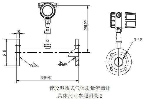 煙氣熱式流量計管道式結構圖